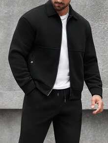 Manfinity CasualCool 男士纯色落肩长袖拉链休闲简约外套套装