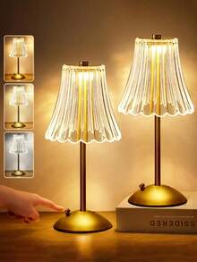 LED复古艺术水晶灯，金属台灯，卧室床头高端夜灯，装饰氛围灯，美式奢华酒吧台灯，带触摸感应器，可充电锂电池夜灯，可调节卧室照明，简约太空主题床头灯，电池供电 - 多色 - 查看 6