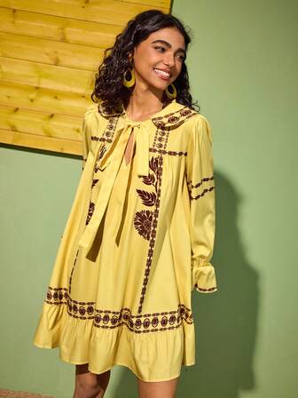 Felipe Marques Floral Print Casual Elegant Dignified Sexy Bohemian Country Style Women's Dress, Suitable For Daily Outing, Travel, Holiday, Date, Party, Christmas