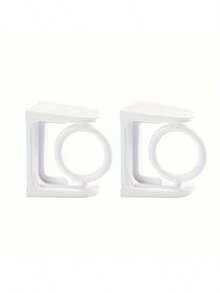 2 Giá đỡ thanh treo rèm xoay 360° - Móc treo, thanh treo khăn và giá đỡ thanh treo rèm tắm không cần khoan - trắng - Xem 4