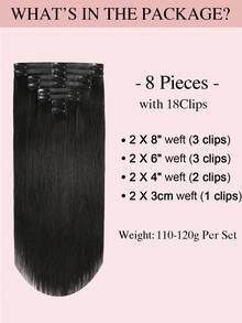 9AM Hair 无痕接发 经典无痕 PU 直发夹式接发 Remy 真人发 每套 8 片，配 18 个夹子 双层缝制夹式真人发接发 PU 接发 隐形孔 PU 发片 运动 度假 旅行 节日 舞会 户外 Cosplay 校园 - SNatural - 查看 4