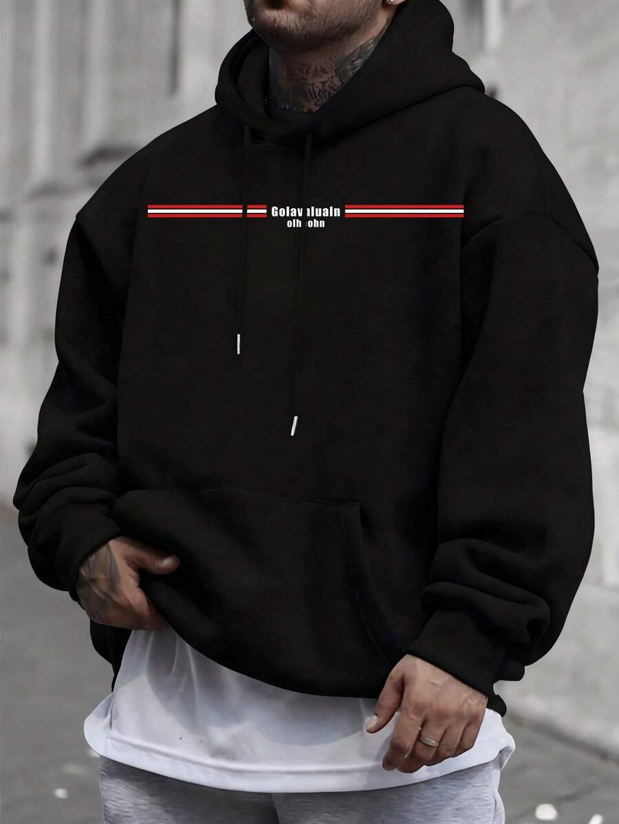 Hombre003 Sudadera Con Capucha De Cuello Redondo Para Hombre Con Estampado De Boston, Bolsillo Canguro Y Cordón, Manga Larga, Suelta Y Casual, Tela Gruesa, Ideal Para Regalar En Otoño E Invierno Como Ropa De Hombre De Gran Calidad(Tallas corren pequeñas, pide una talla grande.) - Negro 2 - Ver 1