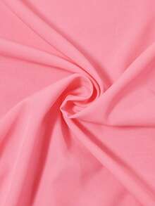 SHEIN LUNE 休闲纯色落肩宽松高低衬衫 - 珊瑚粉 - 查看 5