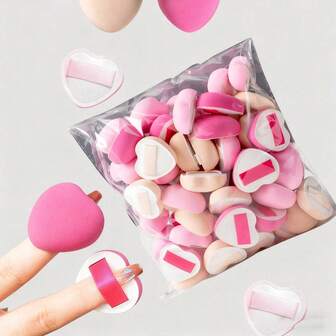 10/20/30/50pcs Mini Heart-Shaped Cotton Candy Makeup Sponge Puff, Suitable For Foundation, Concealer And Powder, Heart-Shaped Makeup Sponge, Makeup Buffing Sponge, Ideal For Wet And Dry Powder Application,Makeup,Cheap,Room Decor,Vanity,Travel,Bedroom,Makeup Accessories,Puff,Makeup Blender,Powder Puff,Makeup Sponge