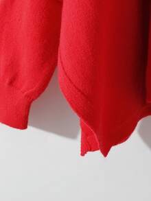 GlowEve CURVE Maglione a collo alto tinta unita con maniche lunghe, casual e minimalista, adatto per autunno/inverno, taglie comode - Rosso - Visualizzare 4