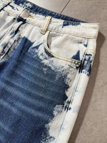 ROMWE MEN Street Life Casual Personalized Wide Leg Button Pocket Men's Jeans - Blue - View 7