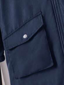 SHEIN 男童休闲保暖连帽中长款加厚梭织外套，适合上学、花园、生日、秋季、冬季穿着，男童长款外套，8岁男童冬季服装，9岁男童保暖服装，冬季服装，圣诞节