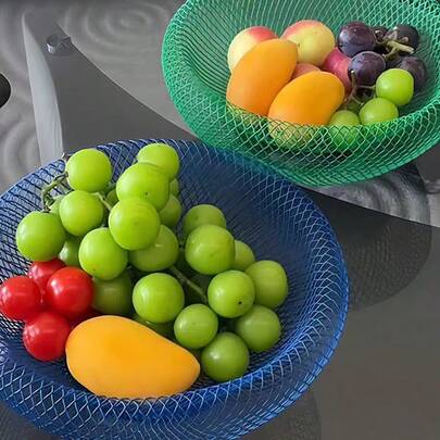 Joivida 1 cái/2 cái Giỏ đựng trái cây tổ chim màu xanh đơn giản và sáng tạo, Giỏ đựng trái cây lưới, Giỏ thoát nước, Thích hợp để đựng đồ ăn nhẹ và trái cây trong nhà bếp, phòng khách, bàn ăn