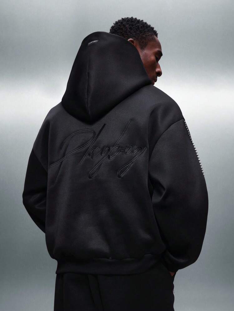 PLAYBOY X SUMWON Black Hoodie With Studded Details