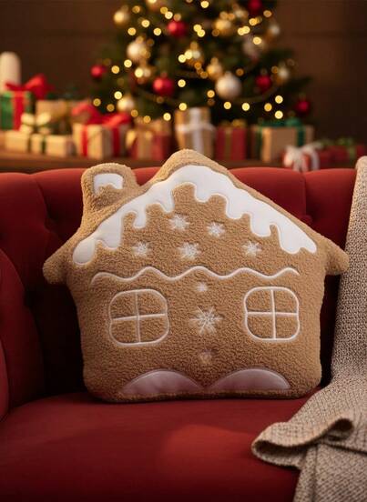 Cirelle Cojín de peluche acogedor con diseño de casa nevada navideña, decoración suave para regalo festivo, decoraciones navideñas cálidas para abrazar y acurrucar en el sofá o el dormitorio, regalo de Navidad ideal para familia y amigos