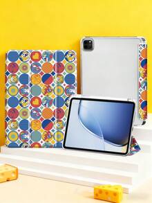 Tom and Jerry Artist x SHEIN 1个可爱卡通平板电脑保护套，高端质感，柔软防摔硅胶材质，带折叠支架，完美礼物。兼容iPad 10代/iPad 9代（10.2英寸）/iPad Air 5/Air 4（10.9英寸）、iPad（A16）11英寸11代（2025年款），带笔槽，支持自动睡眠/唤醒功能，时尚保护套 - 彩色 - 查看 4