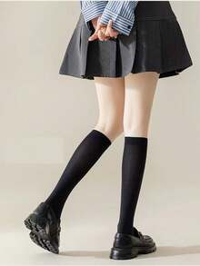 6/12 pares de calcetines para mujer para pantorrilla, calcetines sexy hasta la rodilla, calcetines largos de unicolor para botas para primavera, verano, otoño, calcetines cálidos para pantorrilla, otoño. calcetines largos y cálidos para mujer, de color negro y blanco, de estilo simple y estilizador, adecuados para uso diario con zapatos, para otoño/invierno. alcetines gruesos de algodón de unicolor por encima de la rodilla, estilo escolar lindo para mujeres/estudiantes - Blanco - Ver 8