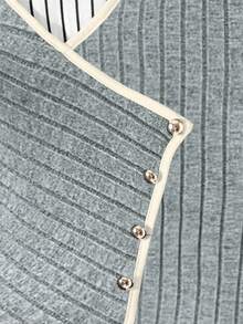 Franclia Conjunto de otoño/invierno de moda casual y versátil para mujer: Camisa de rayas con cuello, empalme elástico negro con rayas cepilladas que estilizan la cintura, uniforme de maestra 2 en 1, Camiseta de manga larga de otoño/invierno para mujer, Pantalones negros cepillados y elásticos de cintura con corte evasé para otoño/invierno, Conjunto de 2 piezas para otoño/invierno para mujer