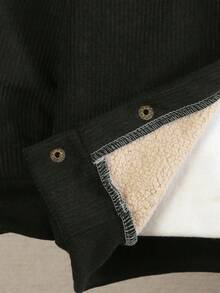 Genkimix Kids 2pcs Young Boy Fashion Outfit, Thermal Lined Cardigan Jacket Paired With Elastic Waist Pants, Suitable For Formal Events, School, Holidays, Daily Wear - Black - View 3