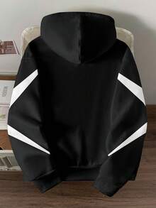 Claim Dot هودي رجالي كاجوال بتصميم لوني متباين وطباعة حرفية، فضفاض، خريفي