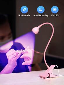 Teckwe Lámpara LED UV para secar esmalte de uñas de gel, lámpara de uñas mini USB flexible con clip para escritorio, secador de uñas portátil, herramienta de salón de uñas, pequeña lámpara de manicura con clip, flexible, luz con abrazadera para cabecera de cama - Multicolor - Ver 2