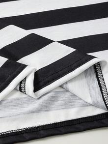 SHEIN Casuvi Kids Boys' Casual Fashion Little Horse Print Ribbed Collar Short Sleeve Polo Shirt Polo Shirt For Kids Striped Shirt Kids Striped Polo Shirt - Black and White - View 7