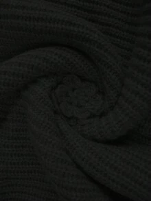 Elenzga 大码纯色优雅针织花卉连衣裙配蝙蝠袖开衫毛衣套装 - 黑色 - 查看 8