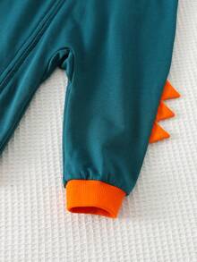 Cozy Pixies Bộ áo liền quần dài tay có mũ hình khủng long hoạt hình cho bé trai, thoải mái, đa năng, thời trang, dễ thương, kiểu dáng cơ bản, phù hợp cho trong nhà, ngoài trời, trượt tuyết, đi học, mặc hàng ngày, thể thao, mùa thu/đông. - Màu xanh lá cây đậm - Xem 7