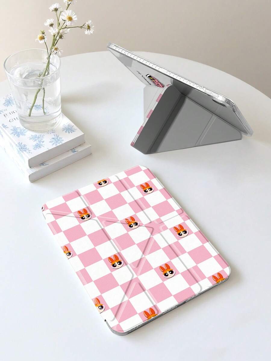 THE POWERPUFF GIRLS X SHEIN 可爱卡通女孩图案平板电脑保护套，高端质感，支持3+Y折叠，具备自动唤醒/睡眠功能和内置笔槽，防震时尚，兼容Galaxy Tab A9 Plus、iPad 10代、iPad Pro 2020 11英寸、iPad 7/8/9代。 - 彩色 - 查看 1