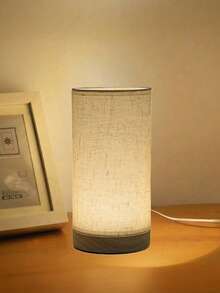 1PC Modern Scandinavian Wooden Frame Table Lamp With Linen Shade, Warm Light LED Lamp With USB Power, Creative Lamp For Bedroom, Living Room, Dining Room, Office - Yellow - View 8