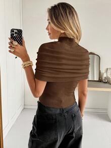 Siren Gaze Áo len quấn cổ lọ màu trơn thanh lịch dành cho nữ - Cà phê nâu - Xem 2