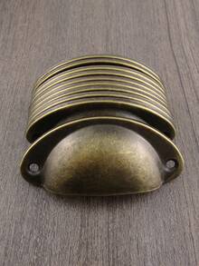 10pcs Vintage Shell Drawer Pulls, Antique Bronze Semi-Circle Cabinet Handles For Furniture - Bronze - View 7