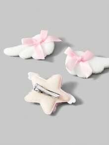 ROMWE Kawaii 14 Random Small Cute Bow,Hairpins, Handmade Wing ,Star ,Bow ,Strawberry Cat's Ears And Claw ,Tooth Elements Hairpin, Lolita Style Pink Hair Accessories - Pink White - View 4