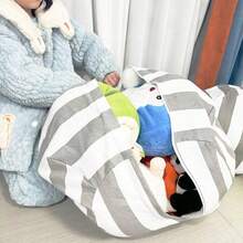 1 Paket Tas Penyimpanan Mainan Mewah Bergaris, Penutup Kursi Kapasitas Besar dengan Desain Pegangan, Bahan Poliester Berkualitas Tinggi, Tas Penyimpanan Selimut Multifungsi dengan Resleting, Tas Penyimpanan Mainan Mewah, Tas Sofa Bergaris, Tas Penyimpanan Selimut Kapasitas Besar dengan Resleting untuk Perjalanan, Tas Penyimpanan Mainan Multifungsi dari Kanvas, Perlengkapan Selimut dan Perjalanan, Kotak Penyimpanan untuk Mengatur Rumah - MultiWarna - View 5