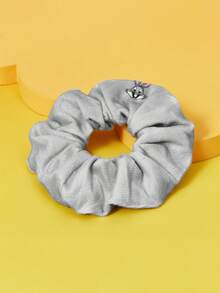 LOONEY TUNES X SHEIN Cute Gray Rabbit Pattern Plush Hair Scrunchie - Light Grey - View 4