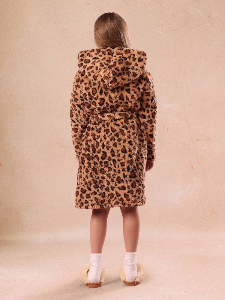 Leopard Print Hooded Dressing Gown