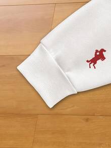 Resyla 女式秋季骑士印花长袖抽绳连帽休闲运动衫 - 彩色 - 查看 4