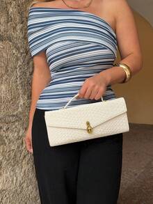 Jeta Ari 纹理方形顶部提手包 - 米色 - 查看 1