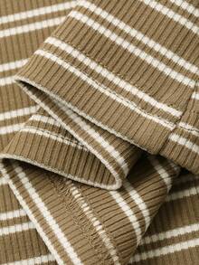 FRIFUL Damen gestreiftes Rundhals Langarm Ausschnitt-Schulter Lässig T-Shirt, vielseitig für Herbst/Winter