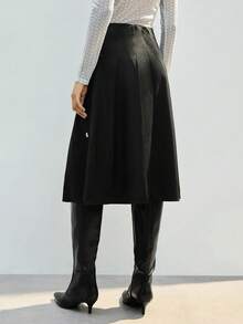 Maija Gonna a vita alta con design plissettato, versatile gonna a-line, gonna natalizia per donne, gonna per Capodanno, gonna nera per donna - nero - Visualizzare 3