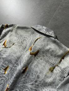 ROMWE MEN Street Life Men's Casual Full Print Zip-Up Denim Jacket, Autumn - Apricot - View 5