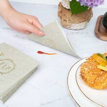 100 chiếc/gói, 3 lớp, 5 inch * 5 inch, khăn giấy tiệc cưới in hình ông bà bằng giấy vàng, thích hợp cho tiệc cưới, khăn ăn cưới, khăn ăn dùng một lần, sản phẩm trang trí đồ uống tiệc sinh nhật và tiệc tùng - Màu be - Xem 6