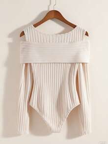 GlowEve Women's Elegant Solid Color Off-Shoulder Bodysuit, Suitable For Spring And Autumn - Apricot - View 2