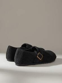 Solecia 女士休闲搭扣设计平底乐福鞋 - 黑色 - 查看 4