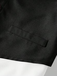 3 件套年轻男孩绅士装：卡其色背心、松紧腰裤、领结和长袖衬衫套装，春夏 - 黑色 - 查看 9