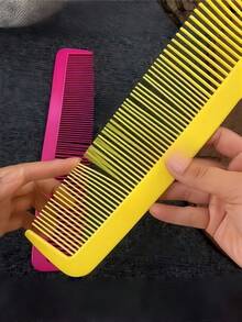 Zazumi 1把巨型宽齿梳 - 超大号塑料宽齿发刷，适用于浓密头发、脏辫和辫子 - 趣味新奇发型梳，适合女性，也可作为万圣节服装配饰或礼物（玫瑰红/黄色） - 彩色 - 查看 4