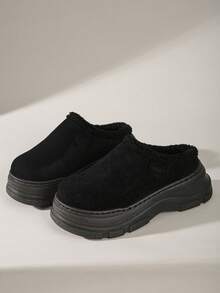 Solecia Giày bốt đi tuyết đế dày mũi tròn cho nữ, lót ấm áp cho mùa thu/đông - màu đen - Xem 2