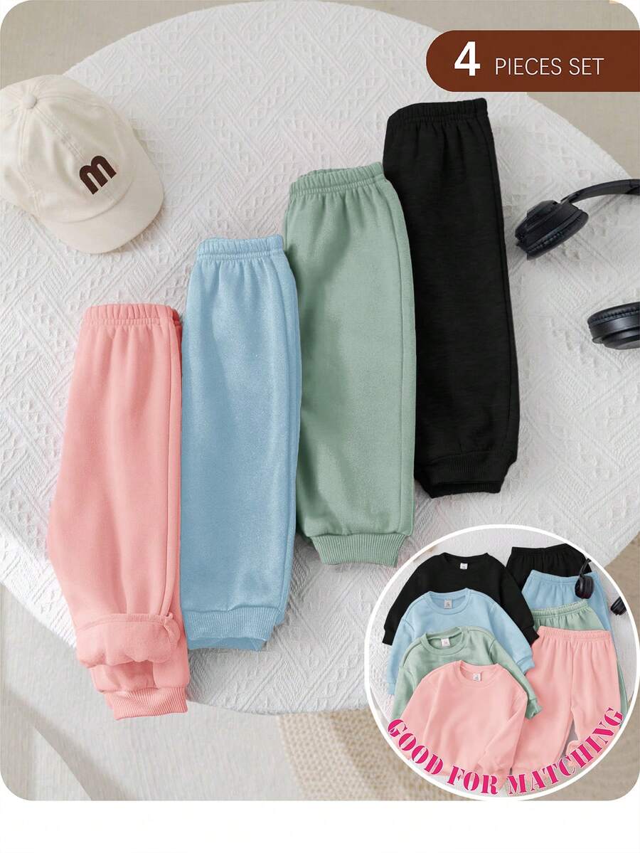 SHEIN Quần lót giữ nhiệt dệt kim trơn màu thường ngày cho bé gái (Bán riêng áo) - Nhiều màu - Xem 1