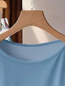 SHEIN Clasi 两件套女士休闲绿色蝴蝶结衬衫和宽松直筒几何印花裤套装，适合早春穿着 - 彩色 - 查看 4