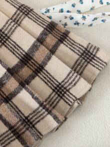 Genkimix Kids 秋冬新款时尚学院风女童格子A字百褶裙，简约优雅