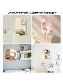 1 Pc, Geometric Mirror Sticker, Cat Shaped, Square, Elliptical, Circular, Arched Decorative Wall Sticker, Acrylic Material, Self-Adhesive Waterproof Mirror, Suitable For DIY Decoration In Bedrooms, Living Rooms, Bathrooms, And Girls' Rooms