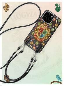 HARRY POTTER X SHEIN Wizarding World Themed Black Faux Leather Soft Phone Case With PU Long & Short Straps, Wizarding Academy & Candy Prints, Stylish Casual Style Compatible With IPhone & Galaxy, Perfect For Potter Fans Daily Use & Outings - Black - View 3