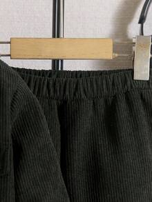 Genkimix Kids 2pcs Young Boy Fashion Outfit, Thermal Lined Cardigan Jacket Paired With Elastic Waist Pants, Suitable For Formal Events, School, Holidays, Daily Wear - Black - View 6