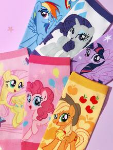 My Little Pony X SHEIN 6 đôi tất nữ cổ ngắn mềm mại, thoáng khí, thấm hút mồ hôi, kiểu dáng ngọt ngào, thời trang và dễ thương, họa tiết hoạt hình nhiều màu sắc, mũi và gót được gia cố để tăng độ bền, phù hợp mọi mùa, hè đông, họa tiết kỳ lân, tất in hình, ý tưởng quà tặng. - Nhiều màu - Xem 3