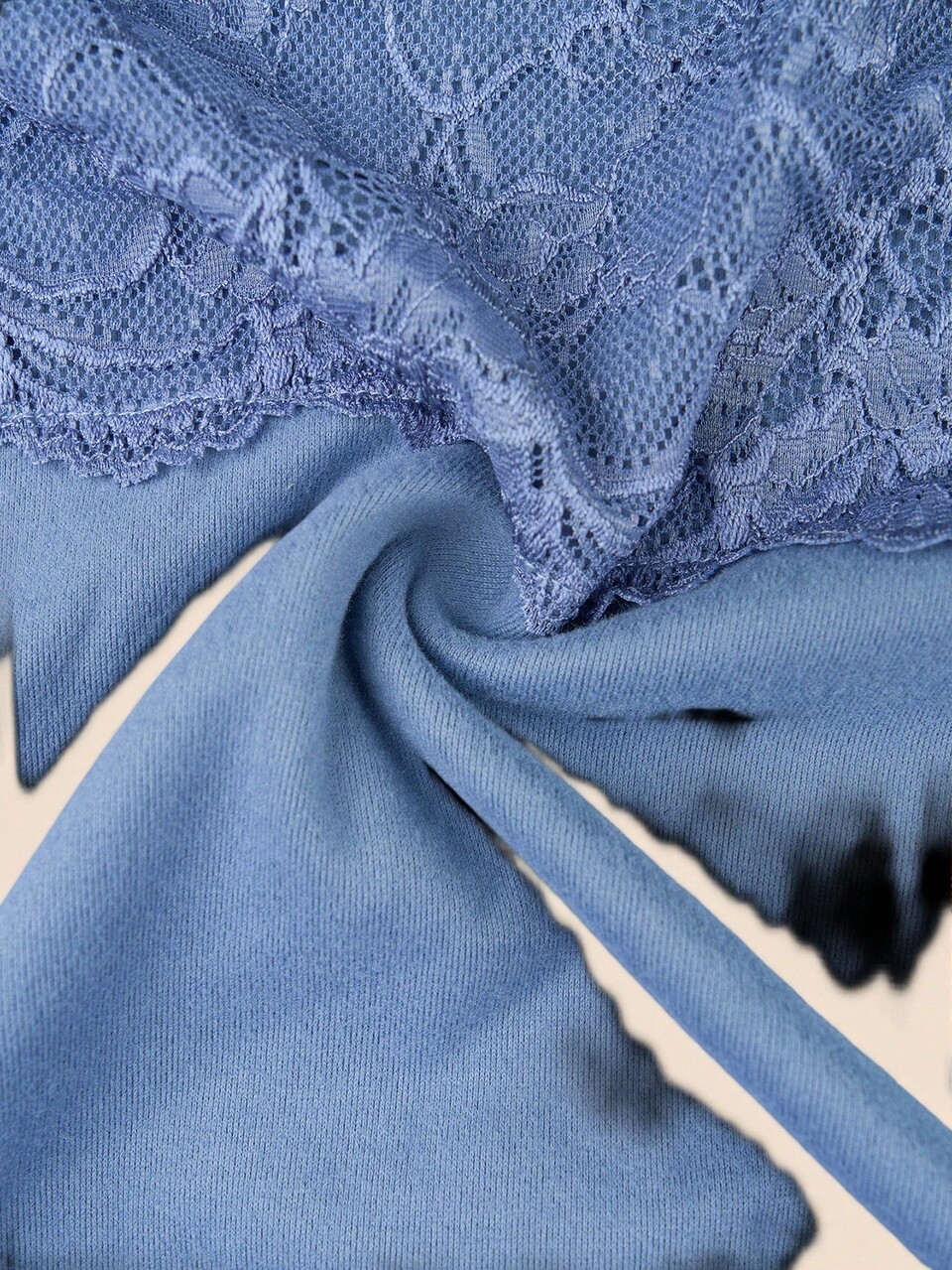 Plus Size Dusty Blue Lace Patchwork Sweatshirt And Pants 2 Pieces Set,Elegant Curve Smart Casual Loungewear,Cozy Autumn Winter Vacation Outfits Women